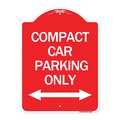 Signmission Compact Car Parking W/ Bidirectional Arrow, Red & White Aluminum Sign, 18" x 24", RW-1824-24253 A-DES-RW-1824-24253